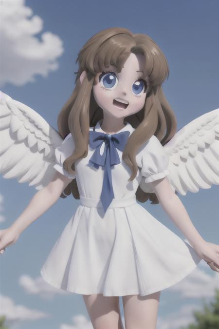 1girl, heaven, pearly gates, god rays, 80's anime style, <lora:filoTateNoYuusha_v10:0.5> filo, clouds, mist
upper body, filo, 1girl, solo, embarrassed, closed mouth, white wings, hite dress, blue bow, long hair, blue eyes, looking at viewer, parted bangs, bent over, arms behind back, <lora:filo2-05:0.9>