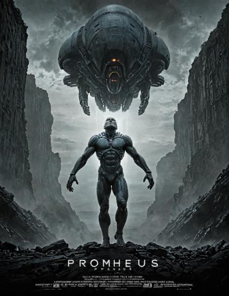 cinexart (title "Prometheus")   alien, (Prometheus:1.3), , spaceship,  <lora:cinexart:0.8> cinexart, movie poster