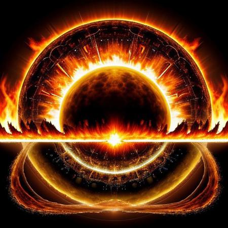 *Mafreidyne (Heavier Nuclear) + Maralagidyne (Heavier Fire) + Megidolaon (Heavier Almighty) + Hieroglyphein (Heavier Egyptian Light Curse) + Armageddon (Heavier Theurgy)*
A greater severe Almighty Blazing Theurgy Nuclear Ray explosions