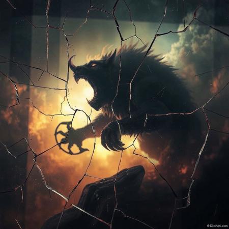 I see the beast in the glass  
Cracks spread fast — I can’t hold it back  
Don’t tell me to breathe, don’t ask me to pray  
I lost control and threw the chains away  
I’m not your hero, not your friend  
I’m the storm you can't defend  
The beast in the glass — he's here to stay