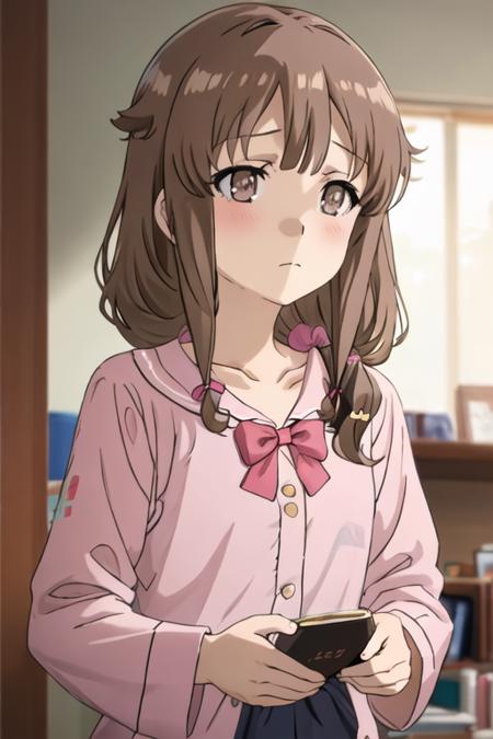 azusagawa_kaede_seishunbutayarou brown_hair, brown_eyes, bangs, long_hair, blush