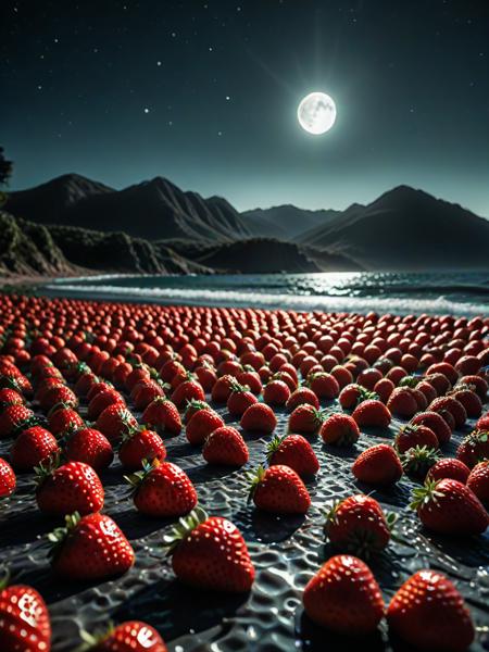 strawberry, strawberries, made of strawberry, transformed into a strawberry-themed landscape, made of strawberries, strawberry-themed elements, voronoi, low-poli, voxels, (embedding:Smooth_Quality:1), A peaceful moonlit night over a calm ocean, with stars reflecting on the water's surface.,
<lora:4steps wai-2Rectified-V140:1.0000000000000002> <lora:Smooth_Booster_v3:0.20000000000000004> <lora:illustriousXLv01_stabilizer_v1.185c:0.20000000000000004> <lora:Strawberrify:0.75>