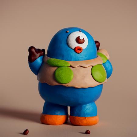 masterpiece,best quality,
Clay, Clay texture, Polymer clay, ultra light clay, Q version, cartoon, Chubby little monster, waving, eyes, limbs, anthropomorphic, cute, fat, round, standing,