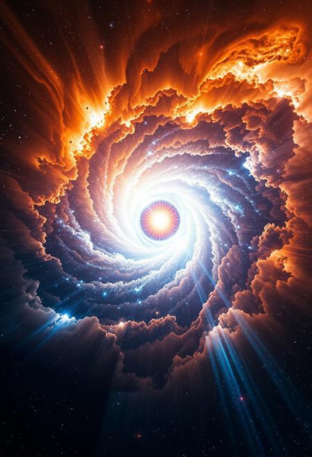 THE CREATION OF THE UNIVERSE THROUGH THE IMPLOSION OF A SUPERNOVA BLACK HOLE EMITTING ENERGY FULLON LIFEFORCE SPECTACULAR COSMIC BIRTH