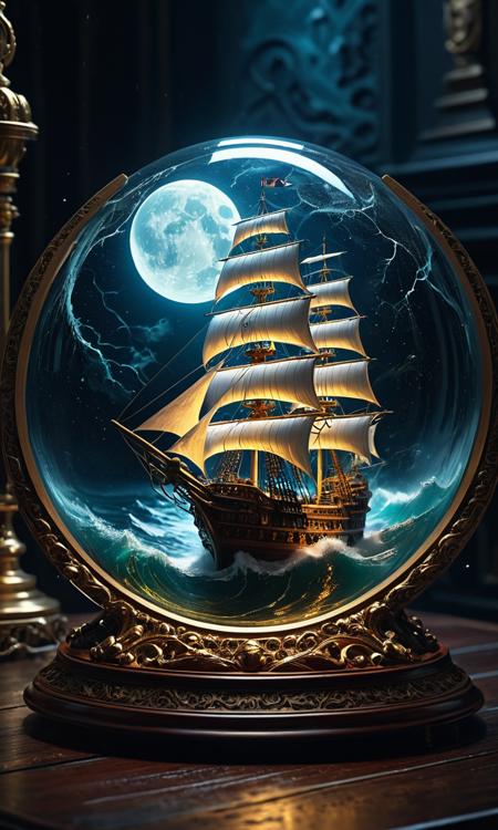 cinematic still A glass Frame sculpture, concealed inside the Cube is a large Pirate Ship in a Lightning storm, large waves, (Pirate ship emerges out of the frame), in the dark, detailed image, 8k high quality detailed, the moon, shaped Cube, amazing wallpaper, digital painting highly detailed, 8k UHD detailed oil painting, beautiful art UHD, focus on full glass sphere, bokeh, background Modifiers: extremely detailed Award winning photography, fantasy studio lighting, photorealistic very attractive beautiful imperial colours ultra detailed 3D, (Very Intricate), UHD . emotional, harmonious, vignette, 4k epic detailed, shot on kodak, 35mm photo, sharp focus, high budget, cinemascope, moody, epic, gorgeous, film grain, grainy, A glass Frame sculpture, concealed inside the Cube is a large Pirate Ship in a Lightning storm, large waves, (Pirate ship emerges out of the frame), in the dark, detailed image, 8k high quality detailed, the moon, shaped Cube, amazing wallpaper, digital painting highly detailed, 8k UHD detailed oil painting, beautiful art UHD, focus on full glass sphere, bokeh, background Modifiers: extremely detailed Award winning photography, fantasy studio lighting, photorealistic very attractive beautiful imperial colours ultra detailed 3D, (Very Intricate), UHD, intricate, elegant, luxury, elite, dramatic ambient, enhanced light, dynamic, cinematic color, illumination, deep rich colors, epic atmosphere, contemporary, futuristic