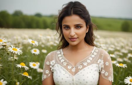 cinematic film still a photo of ((ParineetiChopra)),  woman,  in a field of  Daisy, best quality, fine details, detailed skin, wide angel,4k,HDR.Photorealistic, Hyperrealistic, Hyperdetailed <lora:ParineetiChopraSDXL:1> . shallow depth of field, vignette, highly detailed, high budget, bokeh, cinemascope, moody, epic, gorgeous, film grain, grainy