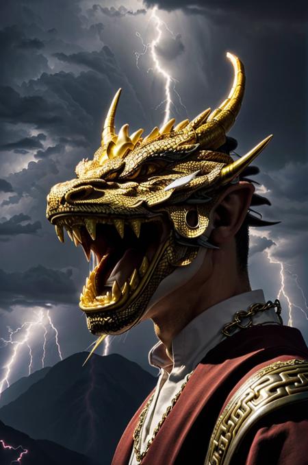 male focus, dragon, horns, eastern dragon, open mouth, white hair<lora:dragon-HXZ:0.7>(detailed light), ((lightning in hand)),lightning surrounds,(((lightning chain))),