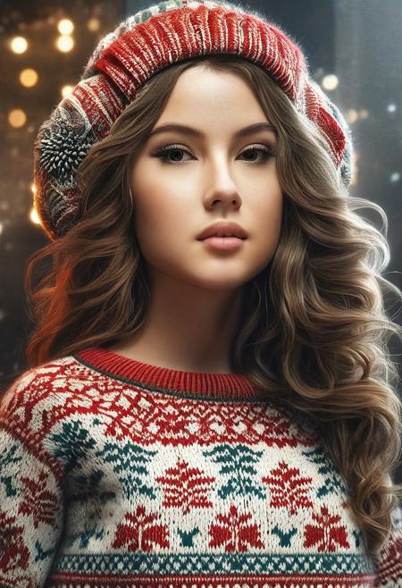 Masterpiece, best quality, 1girl, ChristmasSweater