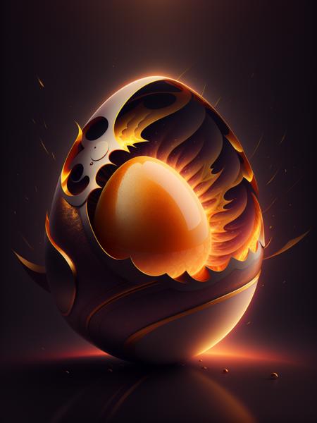 there is a large egg with a hole in it on a dark surface, 3d digital art 4k, cinema 4d bright light render, cinema 4 d art, 3d render digital art, humpty dumpty in form of egg, digital art render, high-quality render, (magic frozen ice phoenix egg:1.32), cinema 4 d render, cinema 4d render, white background, color slash, aint hetic, insanely detailed and intricate, light and shadows, highly detailed, golden ratio illustration onto octane engine behance contest winner google