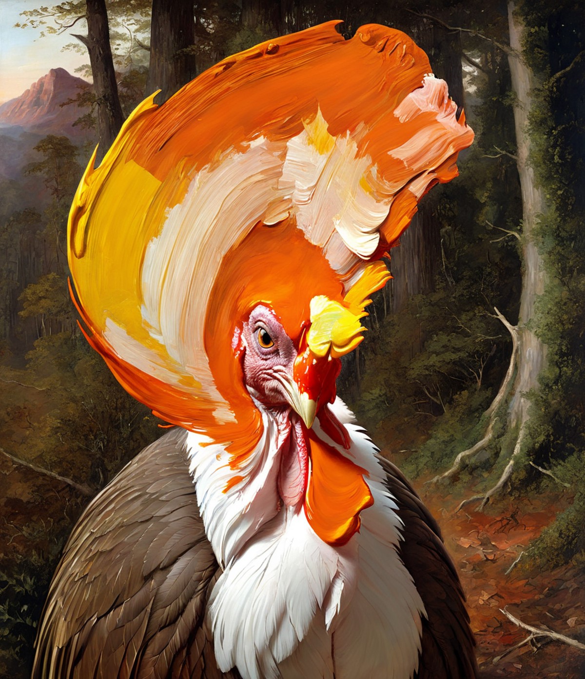 magictutchurch, paint strokes on the face of a turkey bird, Benjamin West, arthouse, a painting, neoclassicism,  award - w...