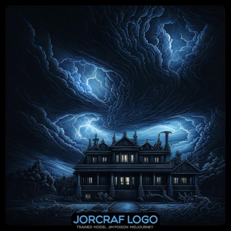 front view (the house brutalism, beautiful clouds, night:1.1) portrait, symmetrical artistic sharp art, (dan mumford style:1.1), hdr, realism, dark fantasy atmosphere, lovecraft style, (JimJorCrafLogo art style:1.3)