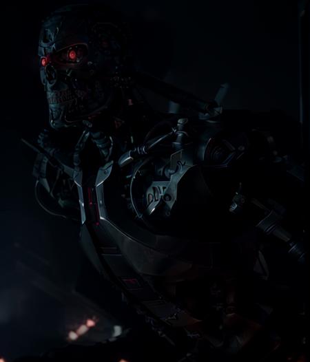 (<lyco:terminator:1.0>cyborg), ((poster movie film)), (RAW photo, real life, absurdres, high quality, photorealistic, detailed, realistic:1.3), (solo:1.3), (((full body shot))), a high resolution photo of a robot in front view, with red eyes glow and metal shiny skull face and chrome metal body, eyes looking camera lenses. ((metal feflex fire, flames, fog, smoke and dark background)), cinematic, atmospheric, 4k, realistic lighting, shot by Hassleblad camera, Zeiss lens, 50mm 1.2 lens, Octane Render, ultra realistic, realistic lighting, photorealistic, photorealism, photoreal, unreal engine, highly detailed, intricate detail, fighting in apocalypse, action, blue athmosphere,