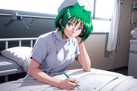 (RAW photo, best quality), 1girl,  natural lighting <lora:innai_kansen_honjou_moe_v2_2-000003:0.8>, solo,
hospital,  glasses, honjou moe, white nurse, nurse cap,