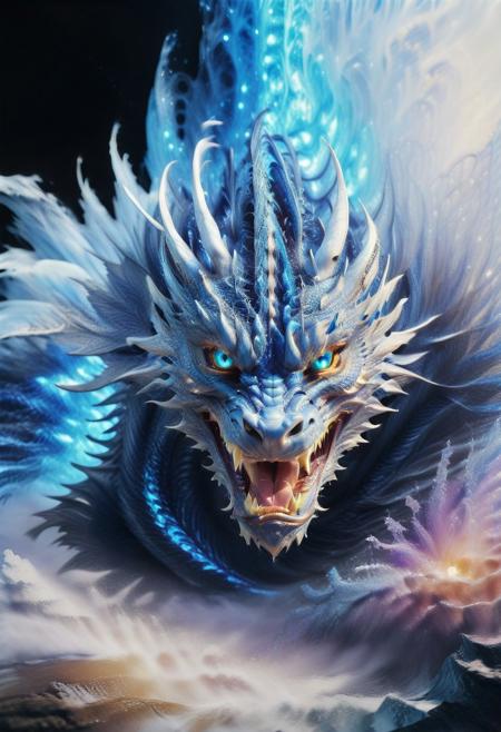 Dragon from "Dragon's Bind" made out of sapphire,  Native Art, Kodak Ektar, masterpiece, UHD, sharp and in focus, flowing, fine detail, vibrant, highly contrasted, highly detail, perfect symmetry, fine polished, luxurious, dynamic background
