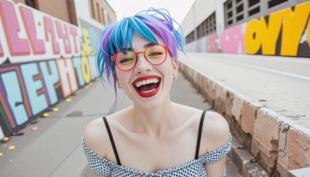 beautiful, strange, colorful, woman, city, happy, wonderful