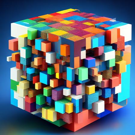 (cubismcubed style:1) a cube made out of many different colored cubes <lora:djzCubismCubedV21_LoraBooth:1>