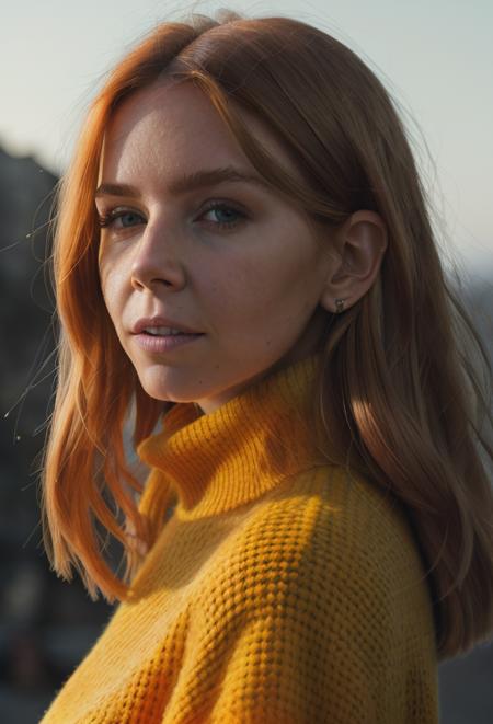 A stunning intricate full color portrait of staceyD1 , wearing a yellow turtleneck, epic character composition, by ilya kuvshinov, alessio albi, nina masic, sharp focus, natural lighting, subsurface scattering, f2, 35mm