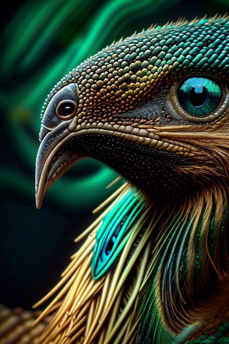 Create a photorealistic close up image of a peacock, feathers, vibrant colors and dark background, highly detailed, aesthetic, great lighting, extremely detailed,  award winning, perfect composition, a rich and complex image of nature, a vibrant tissue of hues and textures captured digitally, best quality, realistic, captivating, intricately detailed, hyper detailed, maximalist style, photorealist, sharp focus, dynamic lighting, superb composition, finest details, highest aesthetics, best quality, sharp focus, high contrast, stylized, clear, colorful, ultra quality, 8k, best quality, masterpiece,midjourneyv6.1, close up,