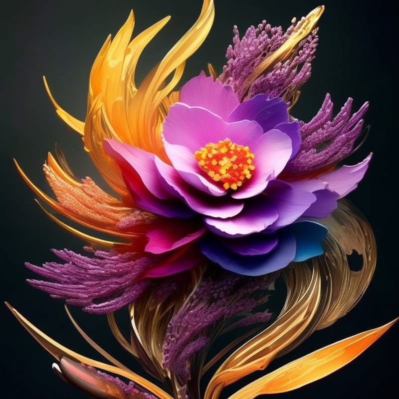 a stylized flower with multiple elements, Elemental Flowers