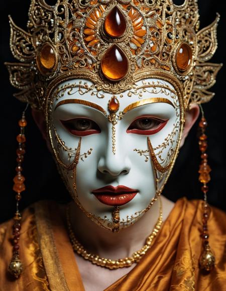 lewd, photograph, portrait, close up of a Ugly lanky Ashwin, Mask made out of Amber, art by Signe Vilstrup, Zen, pale skin, relaxing, unattractive, highly detailed, beautiful detailed supreme quality color intricate, highly detail, atmosphere, ambient illumination, fertile, intricate, cute, ambient, rich vivid colors, romantic