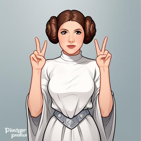 princessleia, 1girl, solo, brown hair, hair buns, brown eyes, white dress, belt, white boots,