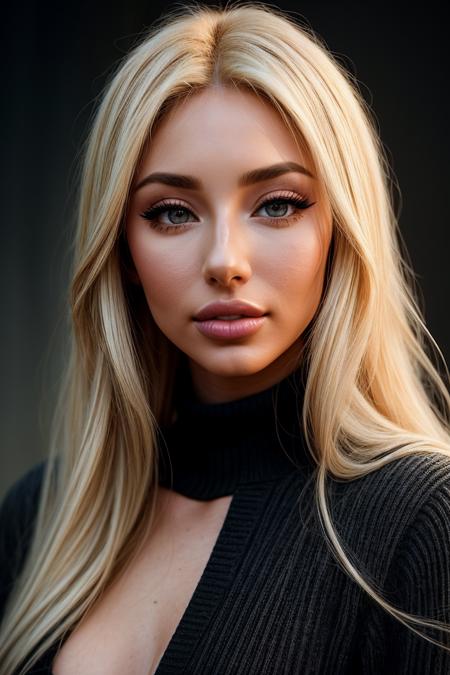 photo of beautiful (j4d3sk:0.99), a woman in a (movie premiere gala:1.1), perfect blonde hair, wearing (black ribbed sweater:1.1),  ((Yanki:1.1)), modelshoot style, (extremely detailed CG unity 8k wallpaper), professional majestic (photography by  august sander:1.1), (Zenza Bronica ETRSi Camera), 24mm, exposure blend, hdr, faded, extremely intricate, High (Detail:1.1), Sharp focus, dramatic, soft cinematic light, (looking at viewer), (detailed pupils), (upper body), 24mm, 4k textures, soft cinematic light, adobe lightroom, photolab, elegant, ((((cinematic look)))), soothing tones, insane details, hyperdetailed, low contrast