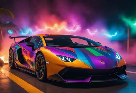 Imagine a striking scene: a bold car, inspired by the Lamborghini style, adorned with colorful lights against a hyper-colorful backdrop. This amazing wallpaper, available in 8K, boasts highly detailed elements that bring the supercar to life. =>= The Lamborghini-inspired design, with its high contrast and vibrant hues, creates a visually stunning screensaver. Whether you're looking for a mobile wallpaper, HD phone wallpaper, or a 4K wallpaper, this scene promises to be an eye-catching and immersive experience. =%='(
