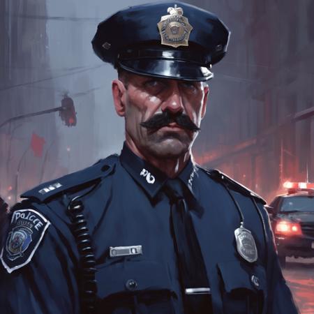 artwork in jrst artstyle of a police officer, closeup, hd, 4k, high-quality