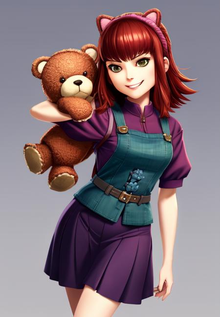 sfw, <lora:annie:0.8>, annie, 1girl, solo, evil grin, portrait, holding teddy bear, (masterpiece, best quality, absurdres, detailed, ultra-detailed:1.3), sexy