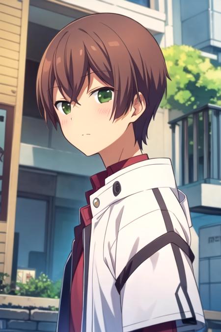 masterpiece, best quality, photorealistic, 1boy, solo, male focus, looking at viewer, , , , , <lora:shinya_momotsuki:0.66>, shinya_momotsuki, brown hair, green eyes, , , science fiction hard science fiction,