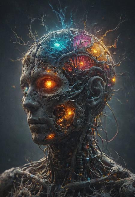 mechanical  Brain, bleading oil, glowing veins, multicolor
Wide range of colors., Dramatic,Dynamic,Cinematic,Sharp details
Insane quality. Insane resolution. Insane details. Masterpiece. 32k resolution.
<lora:add-detail-xl:0.95> <lora:dvr-lnds-sdxl:0.3> dvr-lnds-sdxl <lora:MJ52:0.25> <lora:ral-apoctvisn-sdxl:0.3> ral-apoctvisn <lora:zavy-cntrst-sdxl:0.35> dark, chiaroscuro, low-key <lora:zavy-rmlght-sdxl:0.41> zavy-rmlght <lora:SDXLFaeTastic2400:0.225>