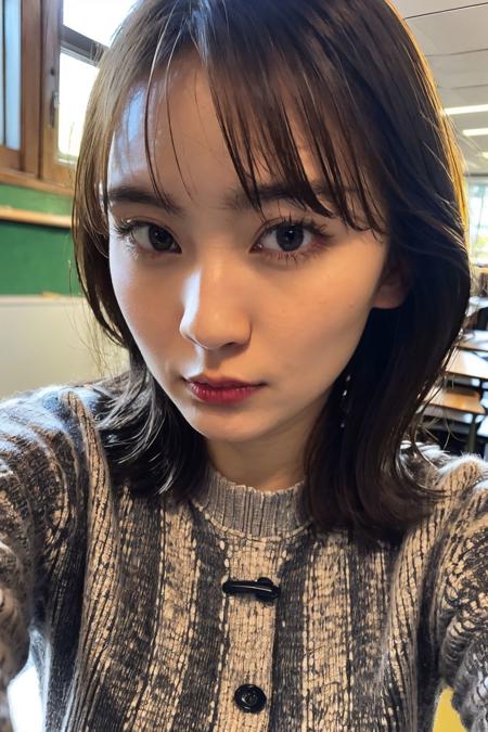 a photo of okadayui, 24 year old girl in the classroom, close up, <lora:okadayui-14:0.9>, (intricate details:0.8), (hdr, hyperdetailed:1.2), close up