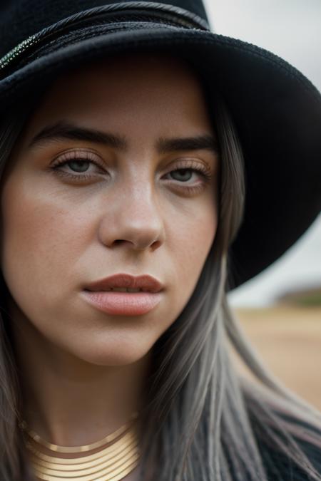 <lora:b1ll1331l1sh:0.9>, a Realistic portrait of b1ll1331l1sh woman,  1girl, long hair, looking at viewer, wool hat, jewelry, solo focus, necklace, bracelet, lips, grey eyes, ring, watch, realistic, professional Photography, Photorealistic, detailed eyes, RAW, analog, sharp focus, 8k, HD, DSLR, high quality, Fujifilm XT3, film grain, award winning, masterpiece