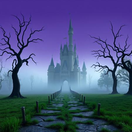 A creepy liminal space in front of Peach’s Castle from Super Mario 64, where the once familiar world has become unsettling and oppressive. The castle stands towering in the distance, its bright colors faded and dulled, casting a dark, suffocating shadow over the empty, abandoned lawn. The lush green grass is now eerily still, almost lifeless, and the sky above is a bleak, unnatural shade of purple—no clouds, no movement, just a quiet that feels suffocating.
The once inviting pathways are cracked, uneven, and barely visible through the overgrown, dead grass. The bridges that once seemed playful now look decayed and broken, standing still as if forgotten. The trees lining the path are twisted, their branches reaching out like gnarled, skeletal fingers, casting long shadows that seem to move on their own.
A thick fog lingers over the ground, seeping toward the castle’s base, distorting the view as if the structure itself is slowly fading away. The world around you feels frozen in time, a lonely, abandoned place with no sound, no life—just the oppressive sensation of being completely alone. The world of Super Mario 64, once vibrant and alive, is now empty and hostile, a void where the silence is unbearably heavy, and a sense of dread creeps through every corner. The isolation is suffocating, and the feeling that something is watching from the darkness just beyond the fog lingers in every moment.