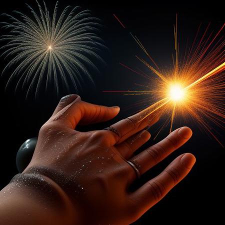 Highly advanced, sparks science_fiction, artifact, fighting lasers coming from hand, god rays, extreme detail, 32k resolution, masterpiece, crying, minerals and ice cream  HDR, hd
gl0w1ngR, reflective, bright lights, splash of color, explosions