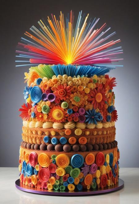
Sunburst stacking, transparency, inventive, vivid color, Cake made from many smartphones. Os Gêmeos, lighting, <lora:add-detail-xl:1>, <lora:xl_more_art-full_v1:0.8>