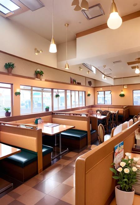 ファミレスSの店内 / Inside a family restaurant S / SDXL SDXL_V6