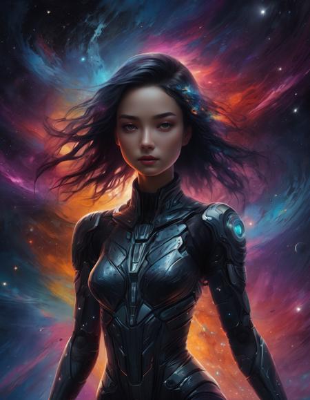 masterpiece, best quality, ultra high res, (abstract art:1.3), (dark theme:1.2), art, stylized, deep shadow, dark theme, 1girl, cosmic dress, cosmic beauty, in space, nebula
, detailed, realistic, 8k uhd, high quality