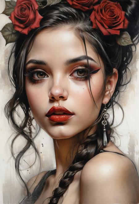 portrait of a gorgeous girl 24 y.o in the style of Brian M. Viveros