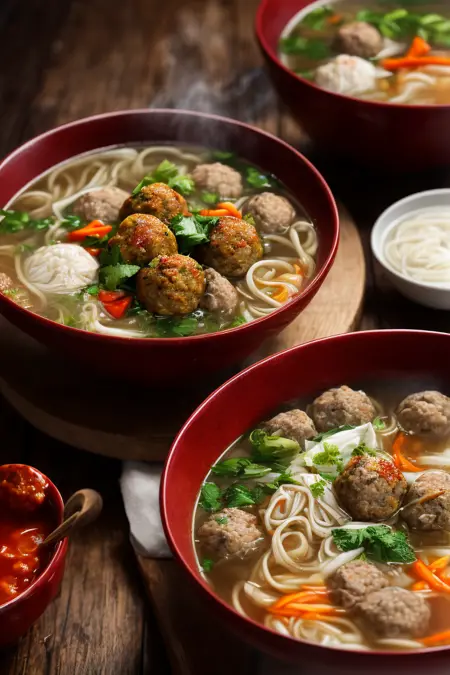 Bakso (Meat Balls Soup) - Indonesian Dishes