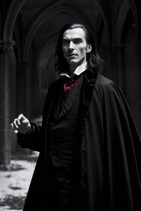 In a scene inspired by Bram Stoker's "Dracula," the setting is a dimly lit, opulent castle perched high in the Transylvanian mountains. The air is thick with a sense of eerie foreboding as shadows dance across the grand, ancient halls.
Count Dracula, portrayed with a sense of aristocratic charm and malevolence, emerges from the darkness. His eyes, crimson with vampiric hunger, gleam as he gazes upon his unsuspecting victim. His attire, a blend of 19th-century elegance and Gothic opulence, adds to his aura of timeless evil.
The camera captures the Count's gradual approach as he moves closer to his prey, his cape billowing like the wings of a bat. The victim, a young and vulnerable character, is bathed in moonlight, adding an ethereal quality to the scene.
As Dracula draws nearer, his movements are both seductive and menacing, his whispers a hypnotic lure. The tension mounts, and the scene is suffused with an undercurrent of sensuality and danger. The camera pans to capture the victim's reactions, their fear and attraction intertwining in a complex web.
With a sudden burst of supernatural speed and a flash of fangs, Dracula's bite seals the victim's fate. The camera lingers on their transformation, capturing the victim's surrender to the dark and irresistible allure of the vampire.
This recreation of a "Dracula" scene evokes the timeless themes of seduction, horror, and immortality, paying homage to the enduring legacy of the vampire legend.