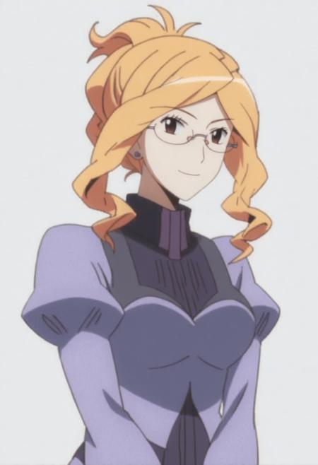 henrietta, glasses, dress, hair up, anime screencap