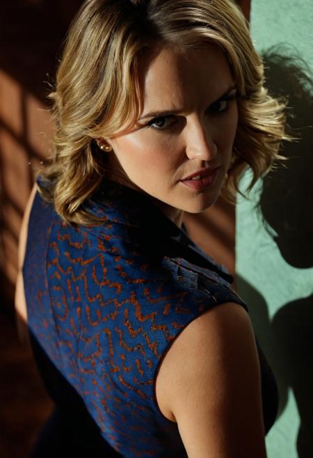 shot from above,50s Film thriller,  full body shot, panoramic view (((mia malkova  and Fiona Bruce angry face talking to Fredrik Ljungberg ,with a shadow on her face casting shadow style cucoloris patterned illumination, shallow depth of field, vignette, highly detailed, high budget, bokeh, cinema scope, moody, epic, gorgeous, film grain, grainy.,digital artwork by  "moebius"