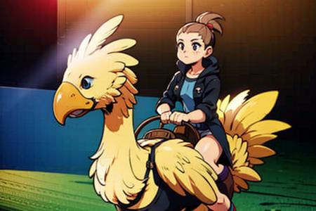 a woman riding a bird chocobo
<lyco:Chocobo_Lycoris:1.0>