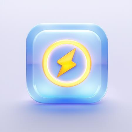 Electricity  icon,msstyle,many details,octane render,transparent glass texture,frosted glass