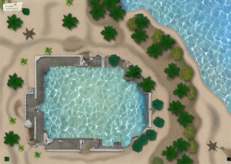 a map of a tropical island with a pool, <lora:Wild2-10:0.85>