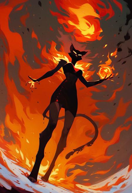 score_9, score_8_up, score_7_up, (anthro cats), woman on fire in snow,( phoenix wings:0.4), burning hands, throwing a fire ball, burning eyes, magic fire, fire powers,( black smoke:1.3), melting snow, dutch angle,