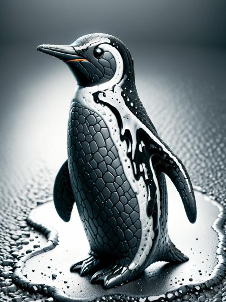 <lora:Fresh_Tarmac_SXDL:1> A penguin made of black ais-tarmac