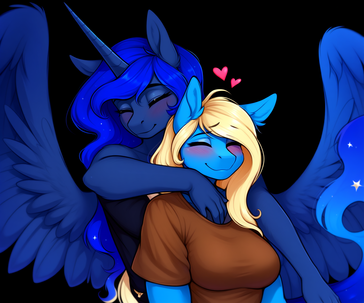 score_9__rating_sensitive__style_cluster_757__Anthro_female_winged_unicorn_hugs_anthro_female_furry_pony_from_behind__Princess_Luna_has_a_blue_body__a_long_horn_w1536_h1280_s40_seed1_gs3.5.png