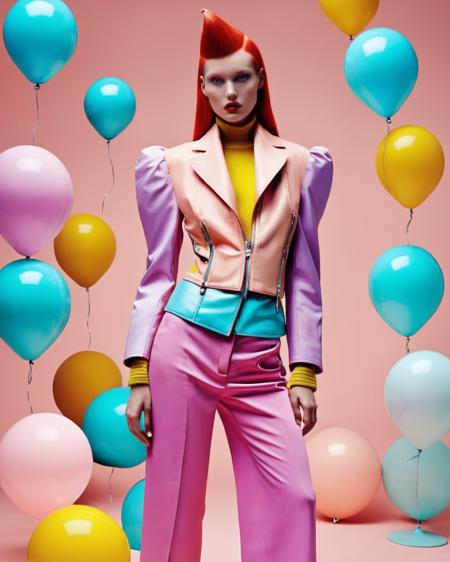 weird fashion, by Simon Holloway, by Steve Madden, by Lucien Lelong , fashion photography , pastel colors, <lora:weird_fashion:1.0>